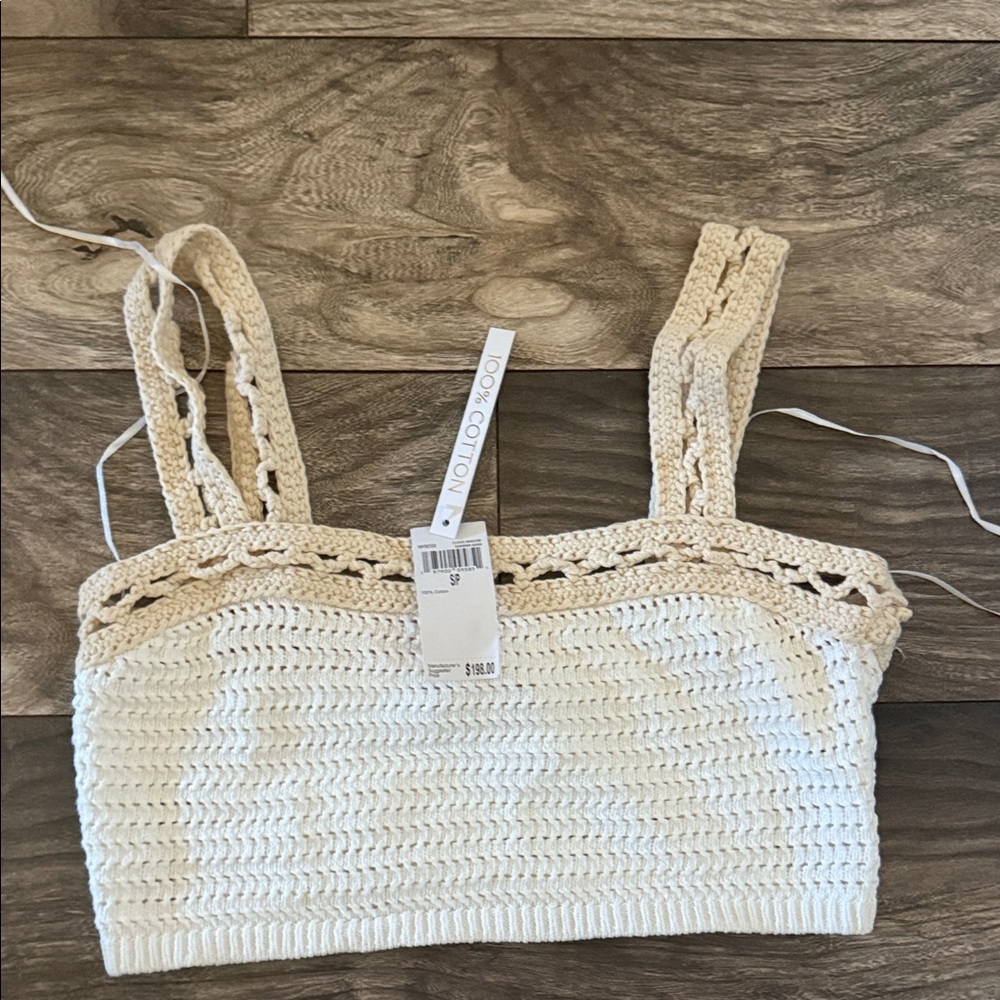 Crochet Cream Crop Top- House of Harlow